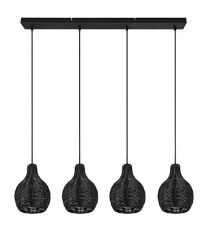 Lampada a Sospensione da Interno Attacco E14 in Tessuto Nero