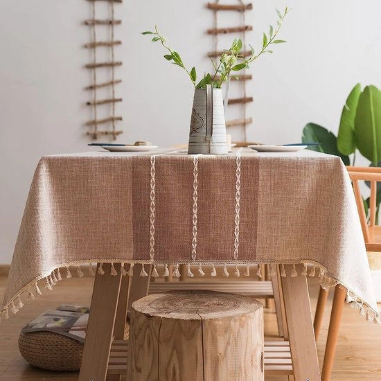 Tavolo con tovaglia di lino in look loto, effetto idrorepellente e antiscivolo, protezione per tavoli moderni, disponibile in diverse misure e colori (T1, 140 x 220 cm)