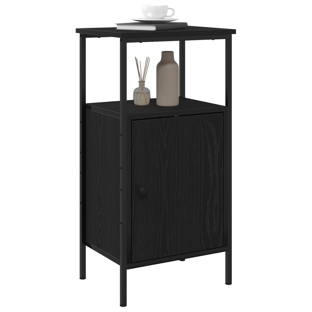 Comodino  Nero Rovere 41x31x80 cm Legno ingegnerizzato