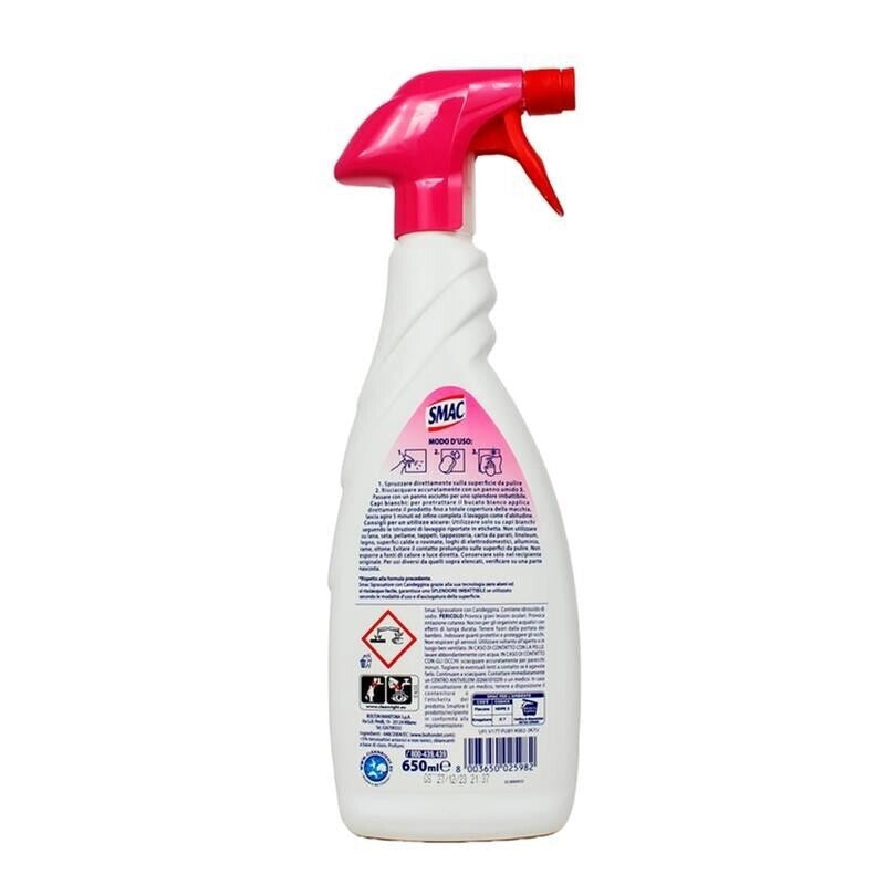 SET 4 SMAC IGIENIZZANTE DETERGENTE SPRAY MULTISUPERFICIE  SMACCHIATORE CON CANDEGGINA 650 ML X BAGNO