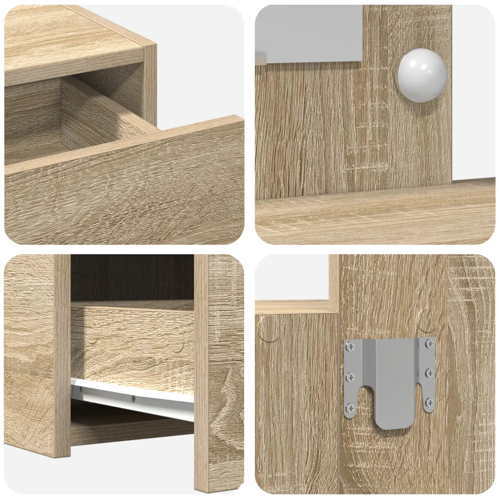 Toeletta da parete con luci LED in rovere Sonoma
