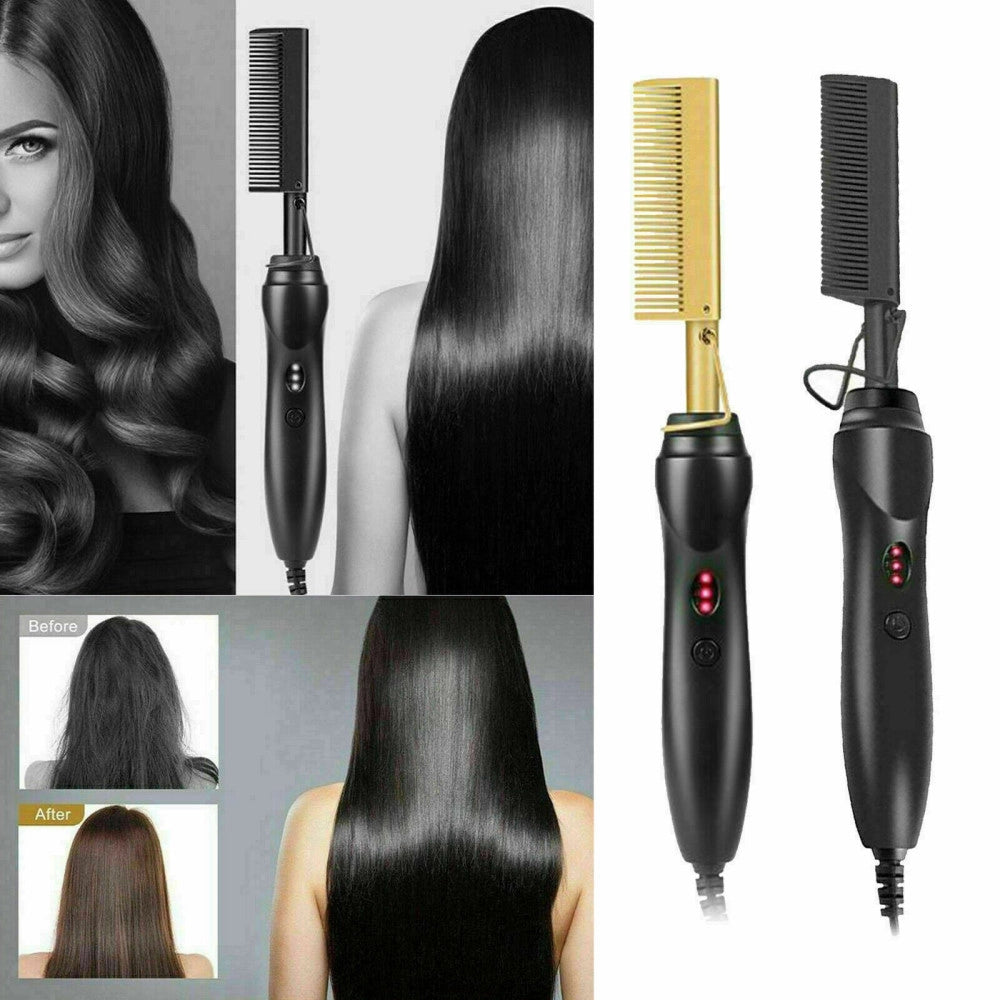 Trade Shop - Pettine Caldo Piastra Per Capelli Lisci Riscaldamento Elettrico Barba Styling -