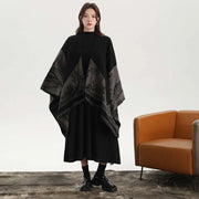 Mantella divisa ispirata al design Stylewave, ampio scialle da donna, calda mantella double-face.