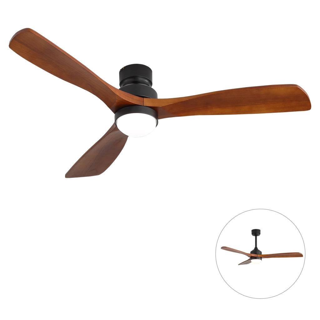 Ventilatore da soffitto 52 pollici con luce LED dimmerabile e motore DC, nero