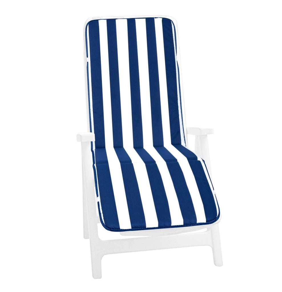 Cuscino Sdraio Poltrona Morbido A Righe Copri Lettino Prendisole Pieghevole Made In Italy Blu