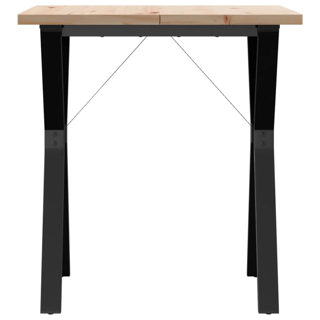Tavolo da Pranzo Telaio a Y 70x70x75,5 cm Legno Pino e Acciaio