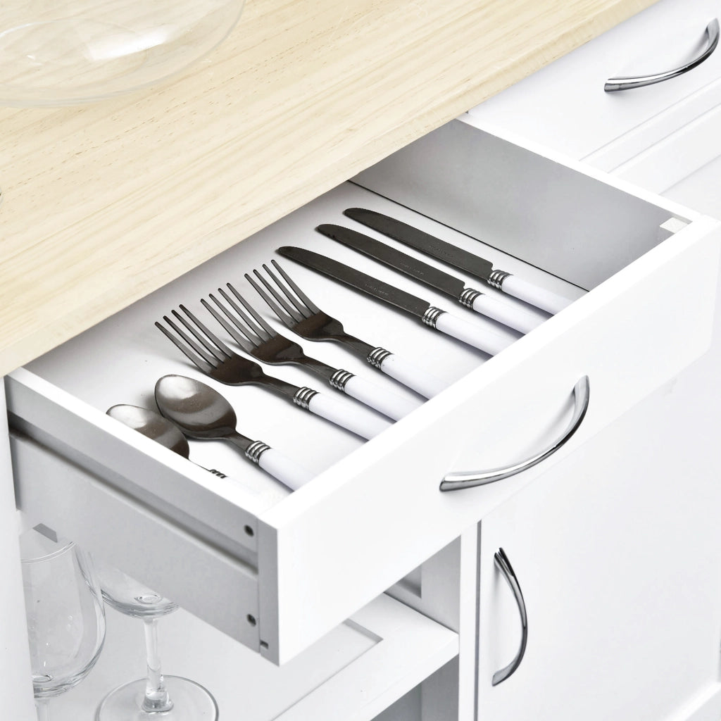 Tavolo da cucina con cassetti e ruote ¨C zephmum ¨C 89x40x84cm, bianco