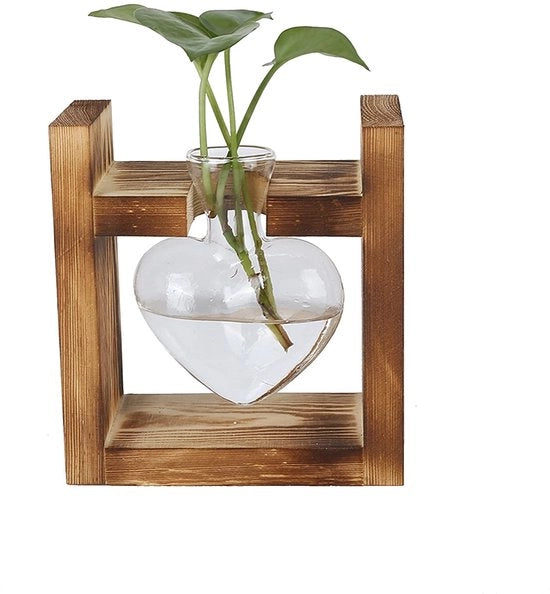 Terrario a forma di fiore - Vaso di vetro borosilicato - Stantuffo in legno standard - Piante in coltura idrica - Decorazione per ufficio - Bicchieri in vetro da 1/2/3 litri