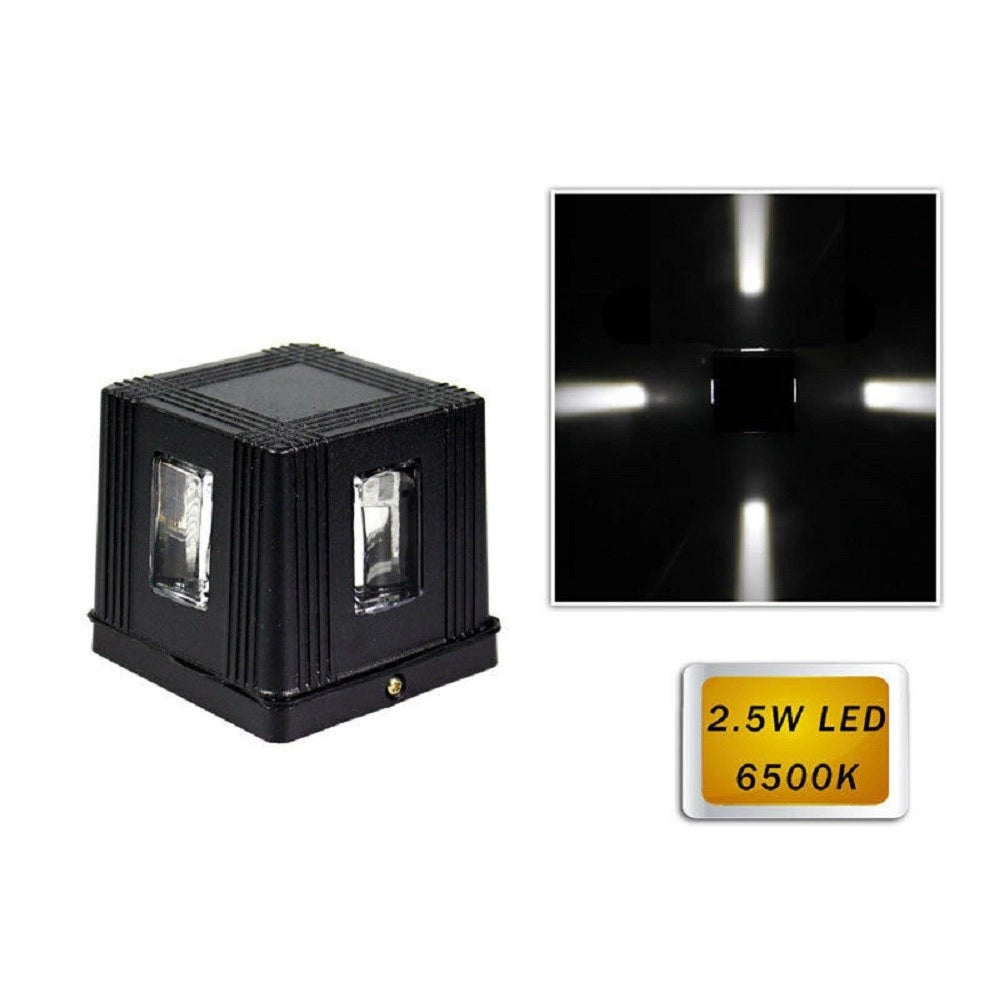 Trade Shop - Applique Led 2,5 W Esterno Lampada Cubo A Parete Luce Moderna Giardino Nero Es32 -
