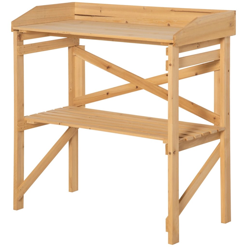 Tavolo da giardino per piante con ripiano ¨C zephmum ¨C legno marrone chiaro 80x40x84 cm