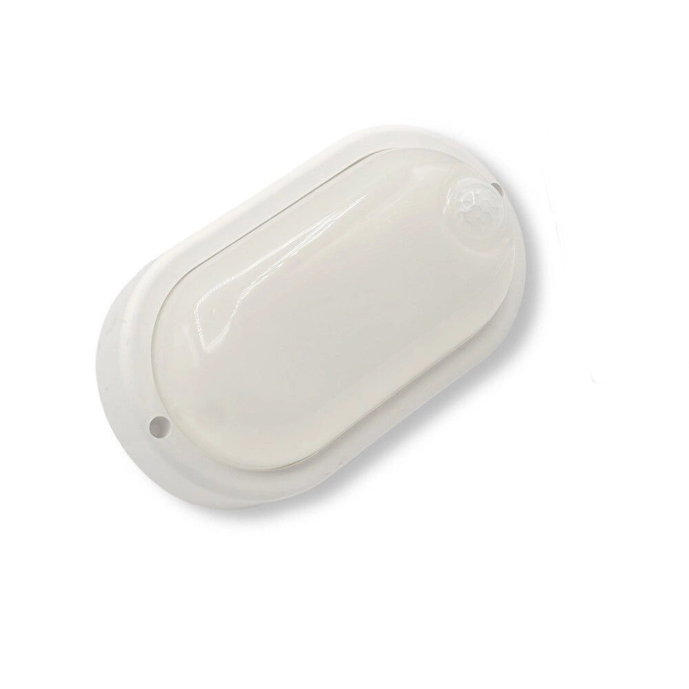Trade Shop - Plafoniera Led Per Esterno Con Sensore Di Movimento 9w Luce 6500k Tonda Ovale Ip56 Sen-9f -
