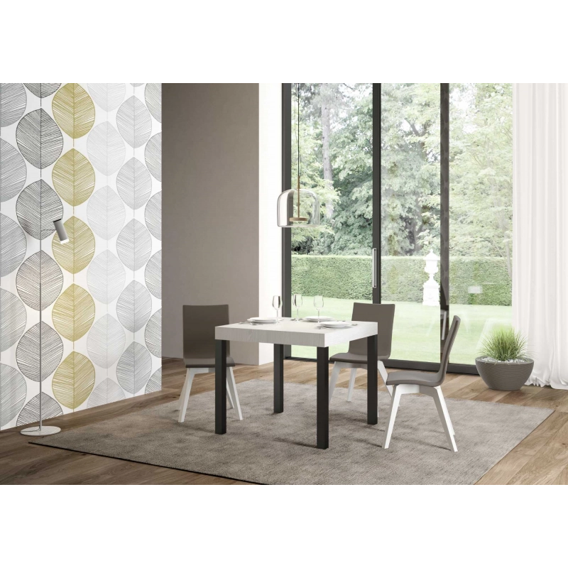 Tavolo allungabile 90x90/246 cm Everyday telaio Antracite - Bianco Frassino