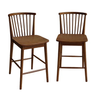 Set di 2 sgabelli da bar con barre di legno di hevea , noce