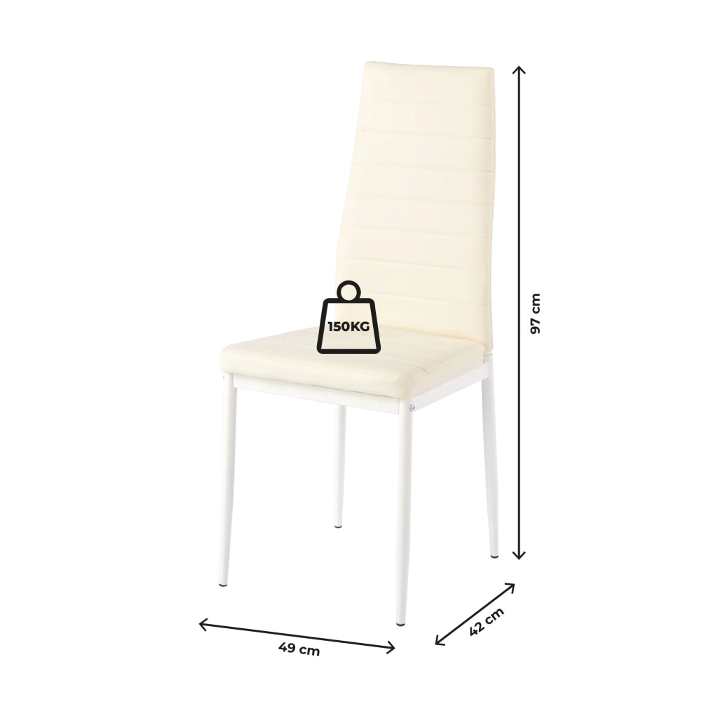Set Sedie da Pranzo 4 o 6 Pezzi, Sedie Moderne Imbottite per Cucina Soggiorno Sala da Pranzo, Facile Montaggio con Gambe Robuste, Rivestimento in Pelle Sintetica  Beige - 6 Pezzi
