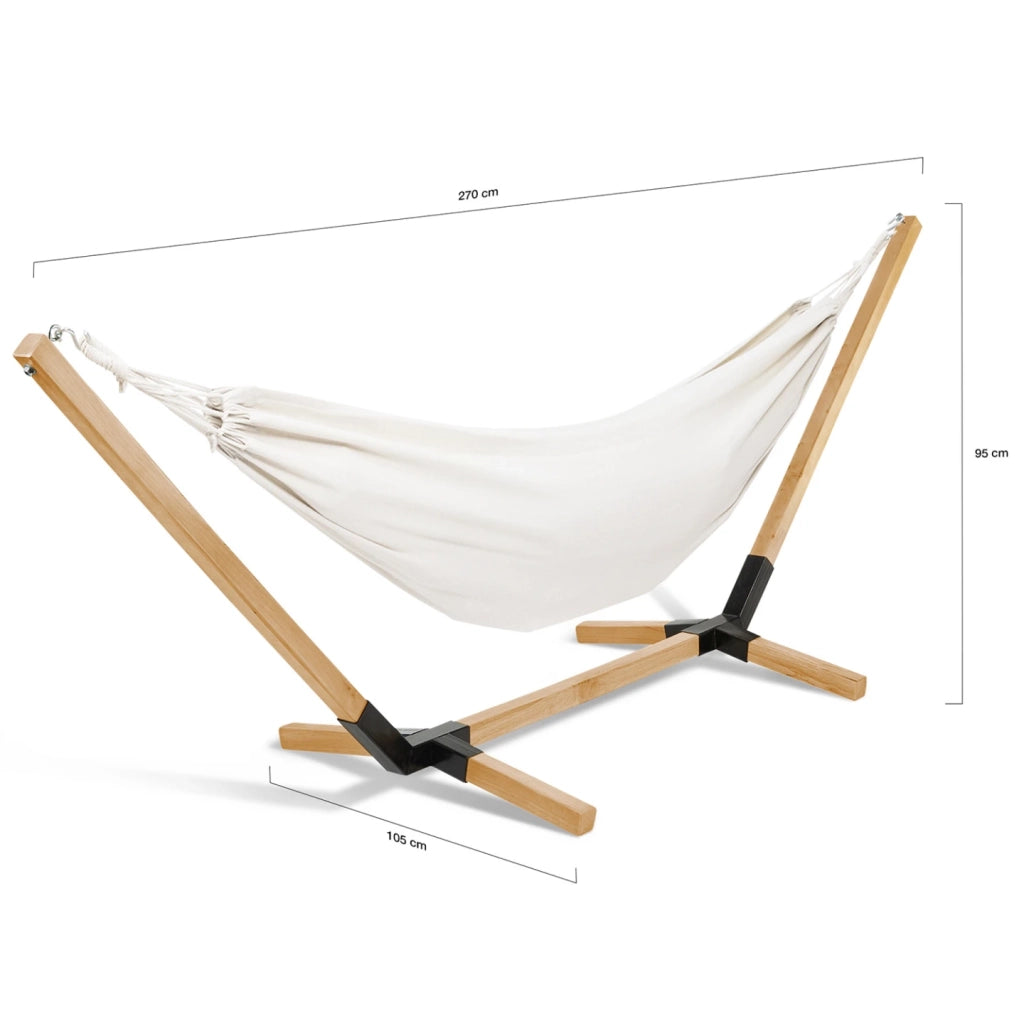 IDMarket - Amaca con supporto in legno e tela ecru TAHITI