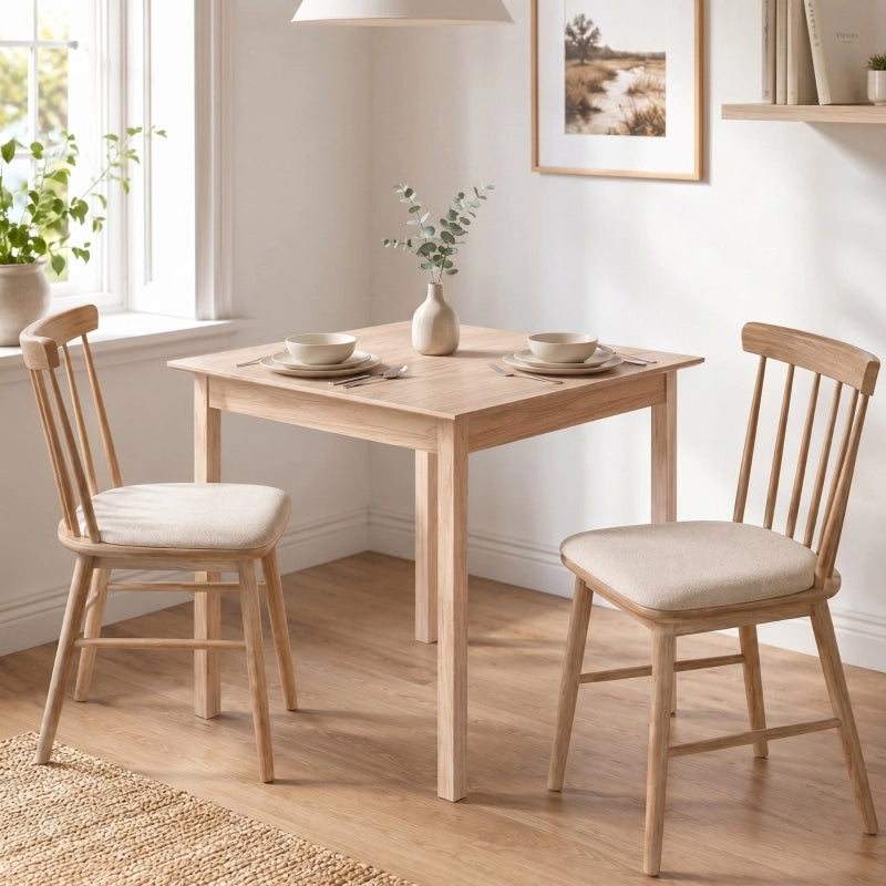 Tavolo da pranzo - quadrato - 75x75x76 cm - design moderno - legno naturale - per cucina e sala