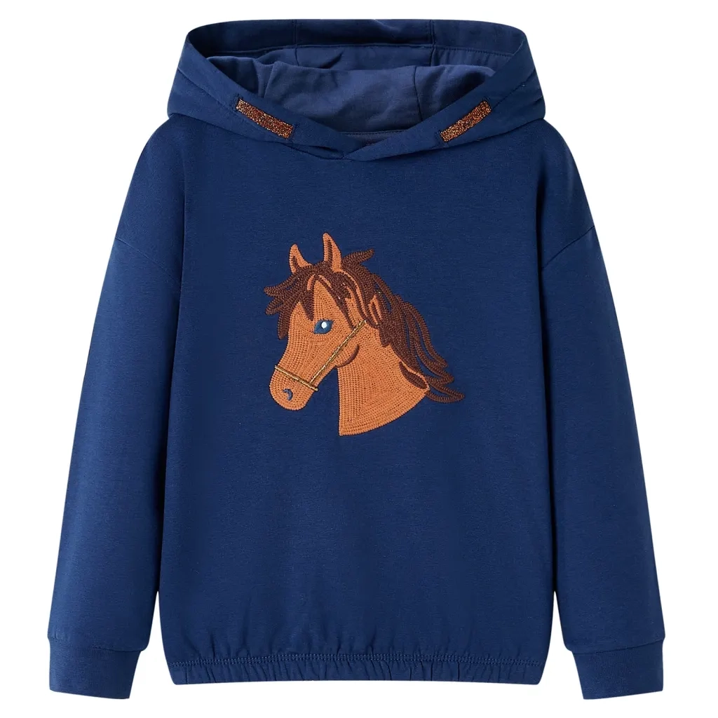 Felpa con Cappuccio da Bambina Blu Marino 92cod mxl 133307