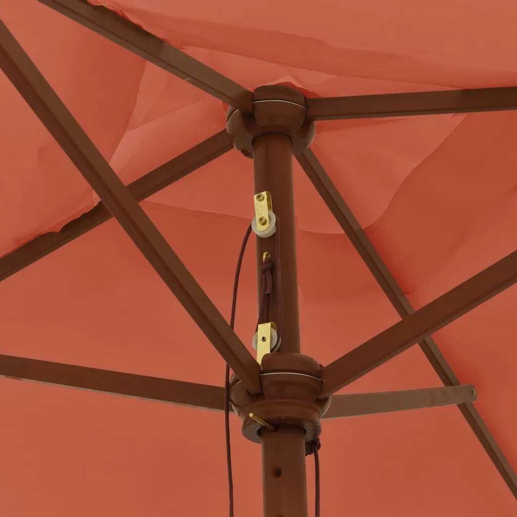 Ombrellone Giardino-Ombrello da Balcone con Palo in Legno Terracotta 198x198x231 cm