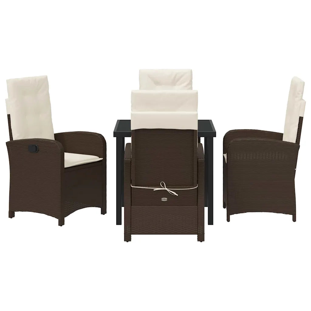 Set da Pranzo per Giardino con cuscino 5 pcs Marrone polyrattan 3380268