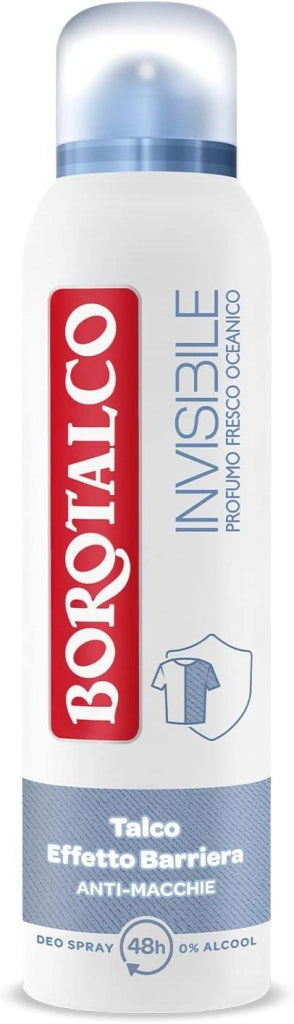 BOROTALCO DEODORANTE SPRAY INVISIBILE AZZURRO NO ALCOOL CON TALCO EFFETTO BARRIERA 150 ML NEW