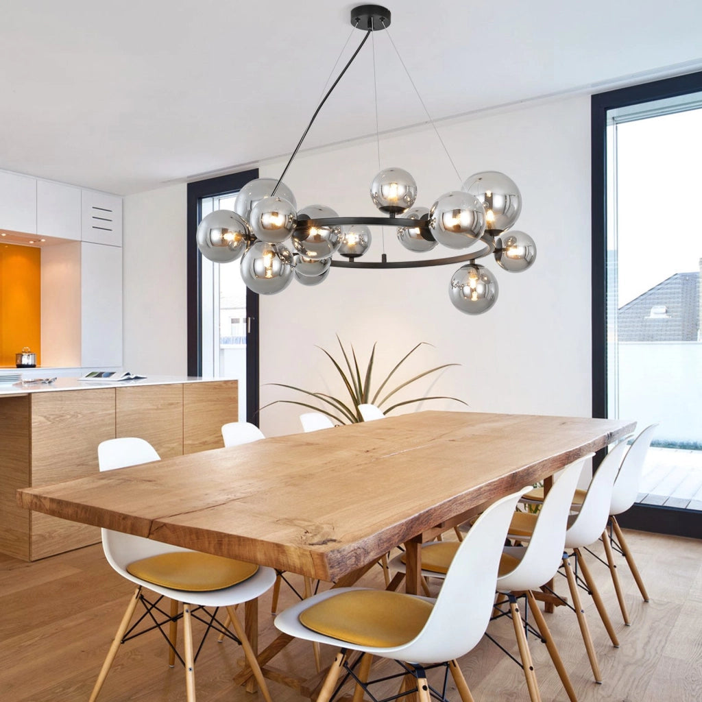 Lampada a sospensione ZMH moderna per sala da pranzo 14 fiamme lampadario G9 con sfera in vetro
