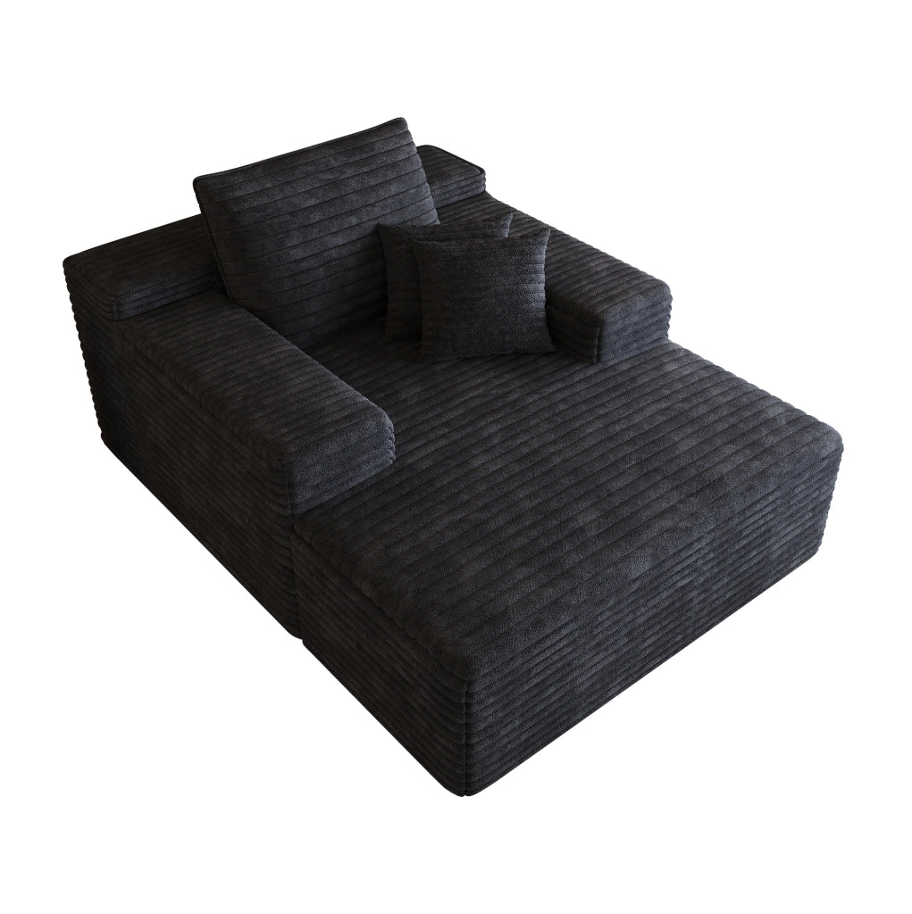 Divano chaise longue in velluto a coste nero