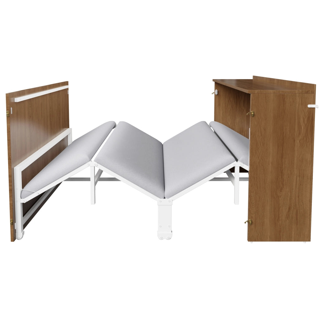 Letto a Scomparsa 140 x 200 cm; Letto Matrimoniale con Ruote Silenziose in Legno e Metallo