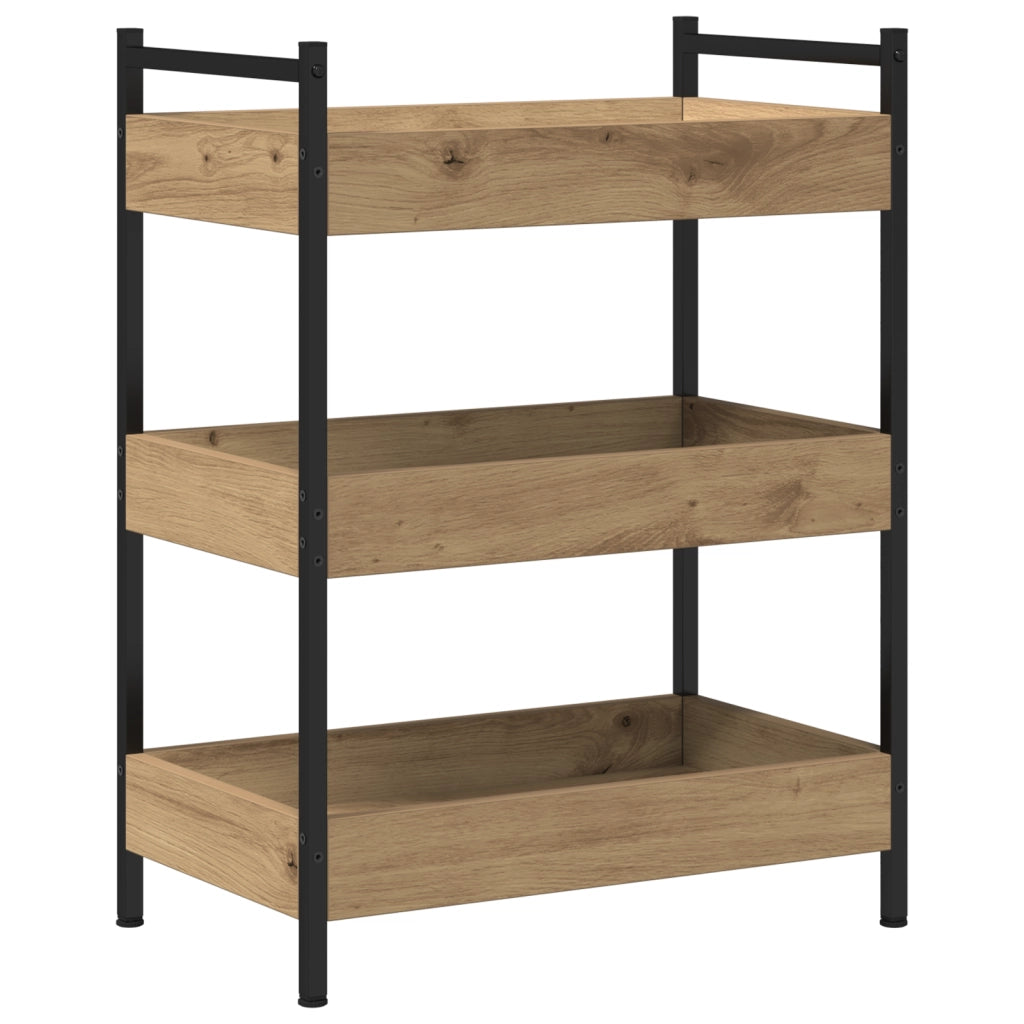 Carrello da Cucina  Rovere Artigianale 50x30x70 cm Legno Ingegnerizzato