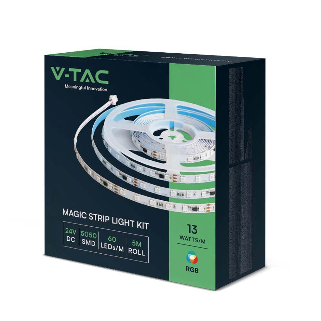 V-TAC Kit per Strip LED Magic SMD5050 13W/m 60 LED/m RGB 5m Compatibile con Magic Home Pro con Telecomando e Alimentatore
