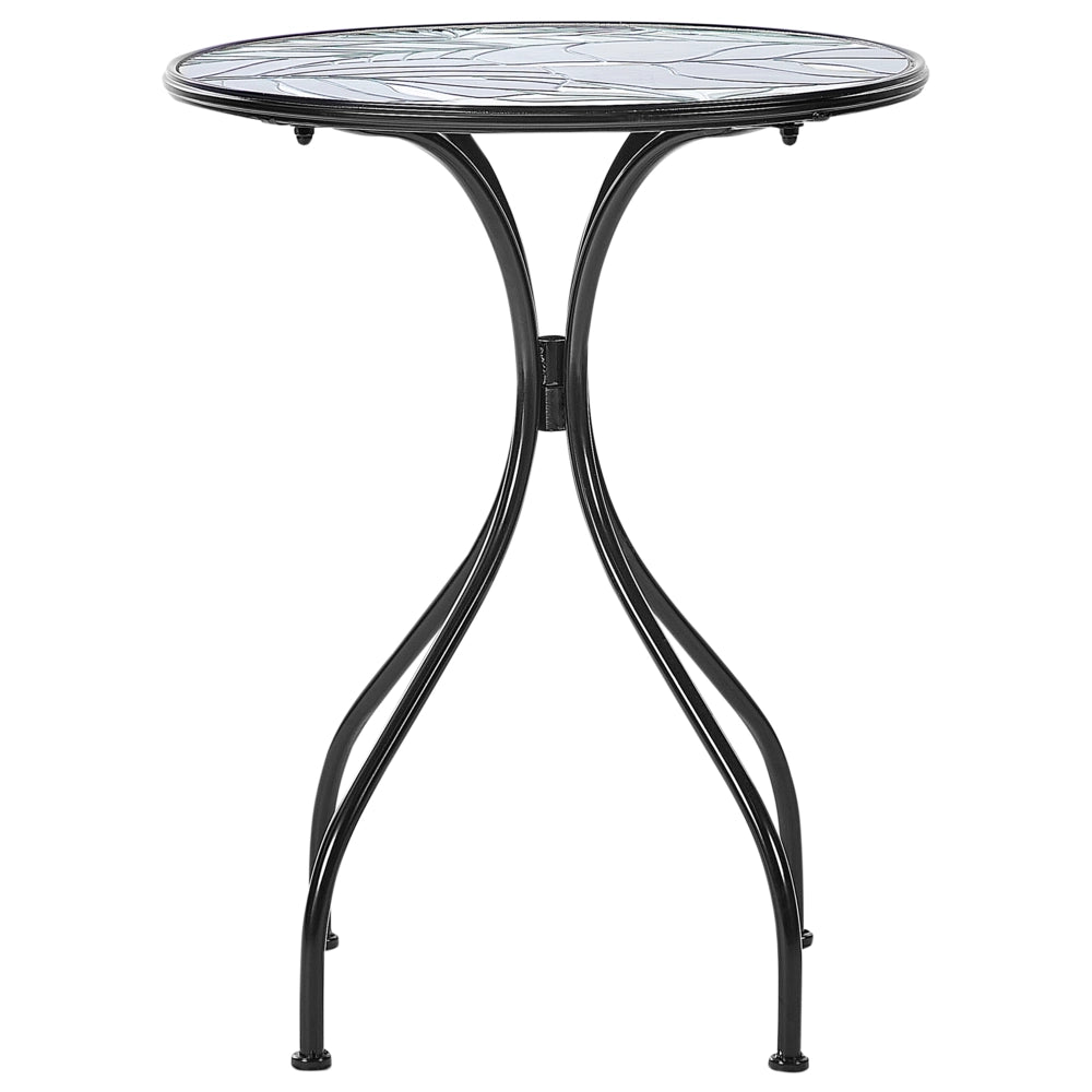 Set bistrot da giardino in metallo nero con motivo a mosaico verde e struttura in ferro stile vintage