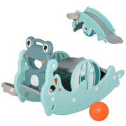 EasyComfort 3-in-1 Cavallo a Dondolo Scivolo per Bambini e Canestro, Età 18-36 mesi, per Casa e Giardino, Verde