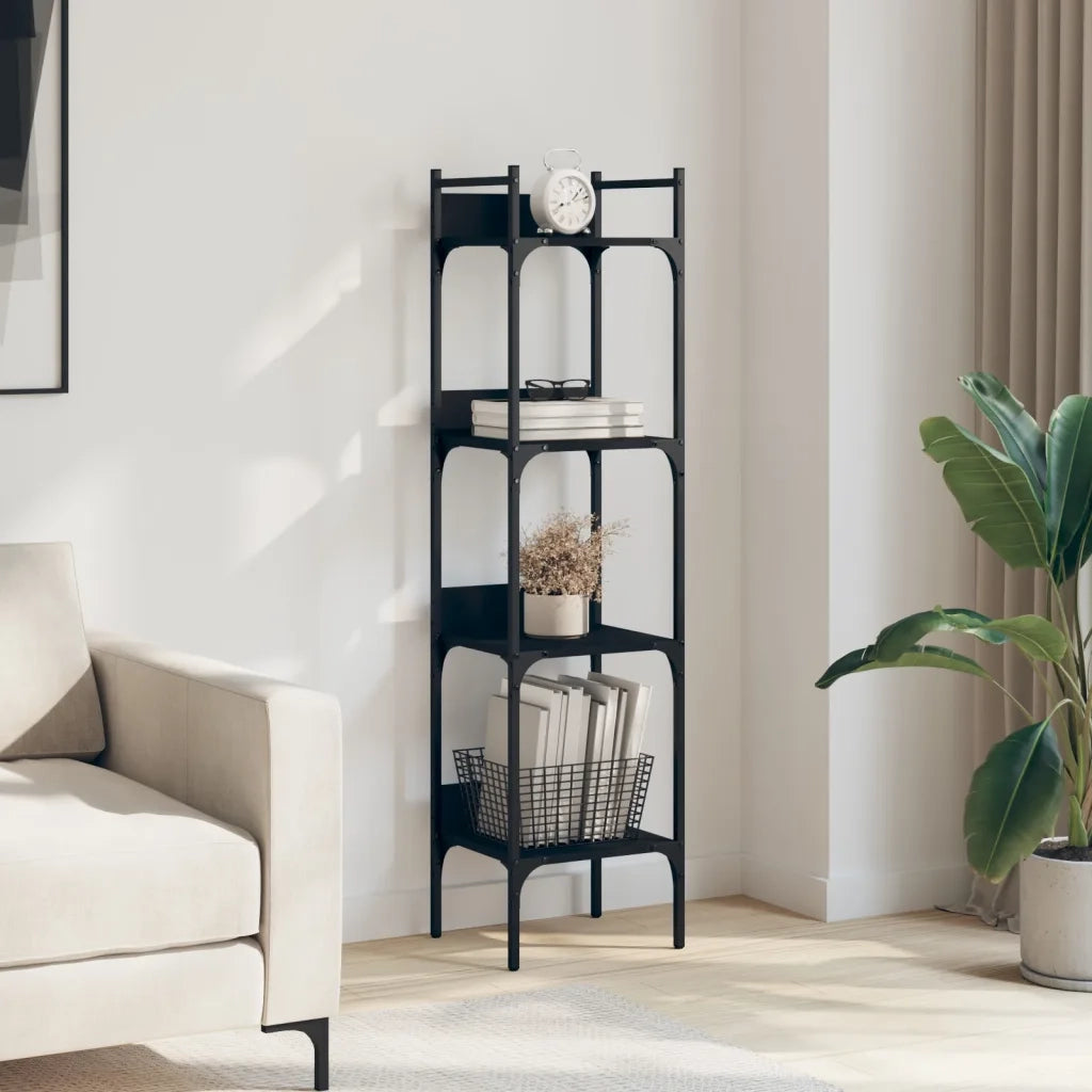 Libreria a 4 Ripiani Nera 35x30x138,5 cm in Legno Multistratocod mxl 109826