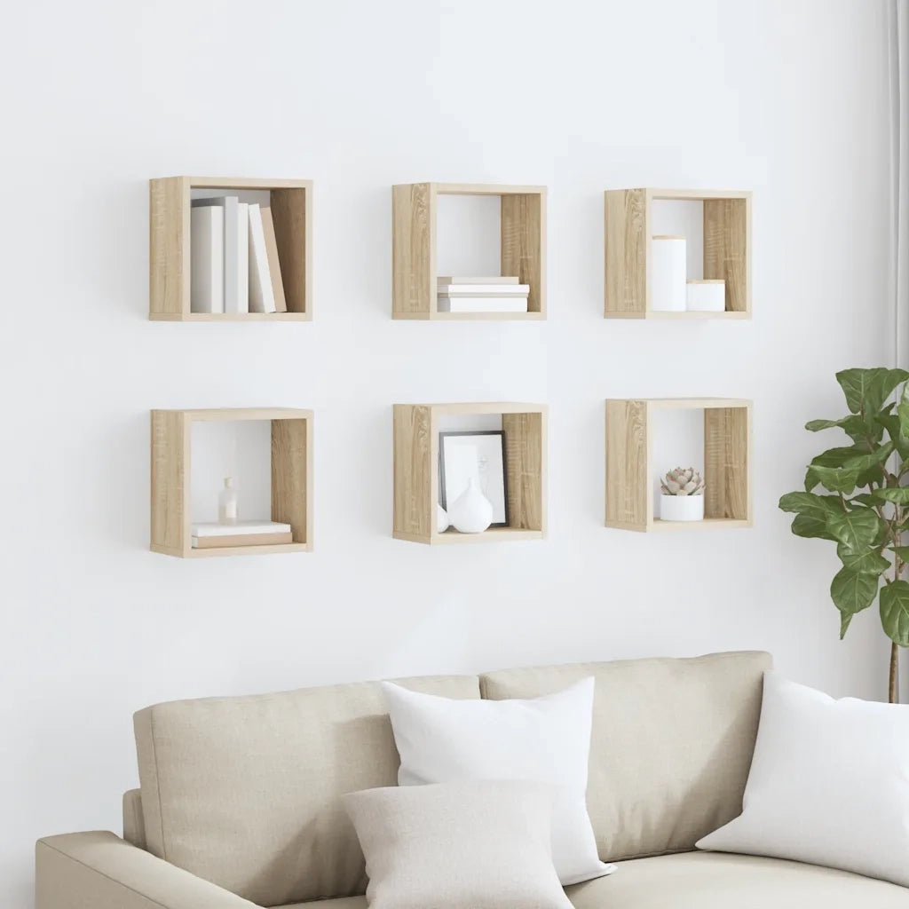 Mensole a Cubo 6 pz Rovere Sonoma 26x15x26 cm cod mxl 58807