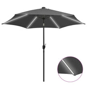 Ombrellone con LED e palo in alluminio 300 cm antracite 02_0008082