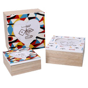 Scatola legno 1-3 multicolor quadro cm 18x18h9