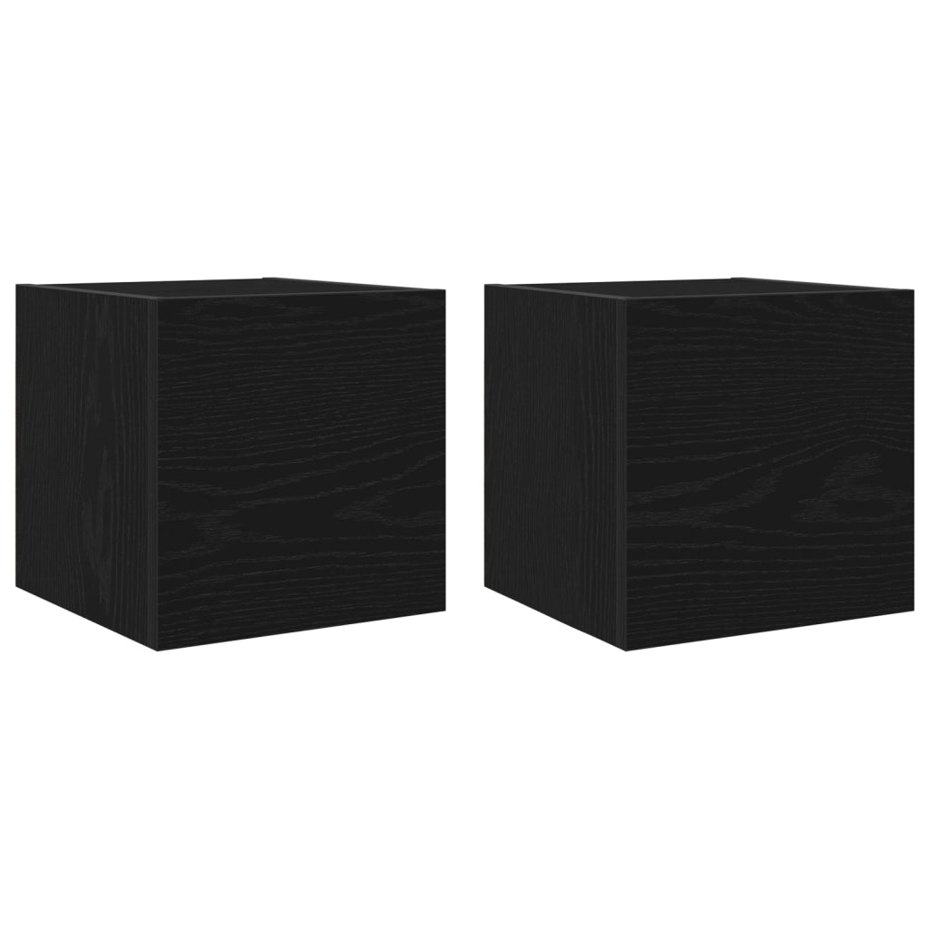 Set di Mobili TV da 7 pezzi da Parete in Rovere Nero in Legno Ingegnerizzato