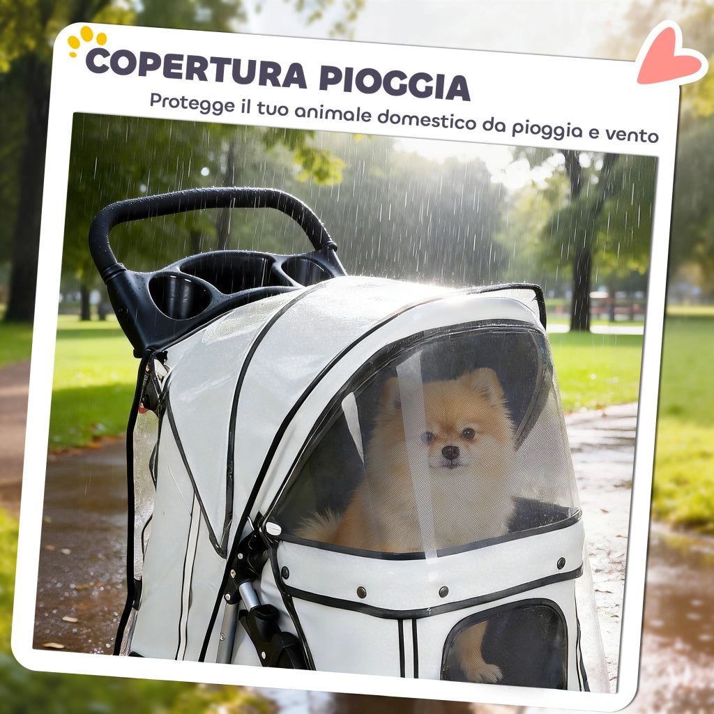 Passeggino per Cani Pieghevole con Copertura ¨C Zephmum ¨C Grigio