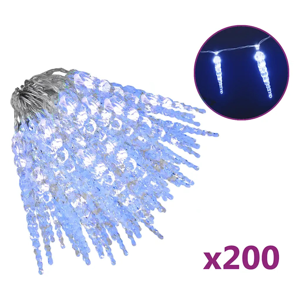 Luce Natale a Ghiacciolo 200 LED Blu 20 m Acrilico PVCcod mxl 80246