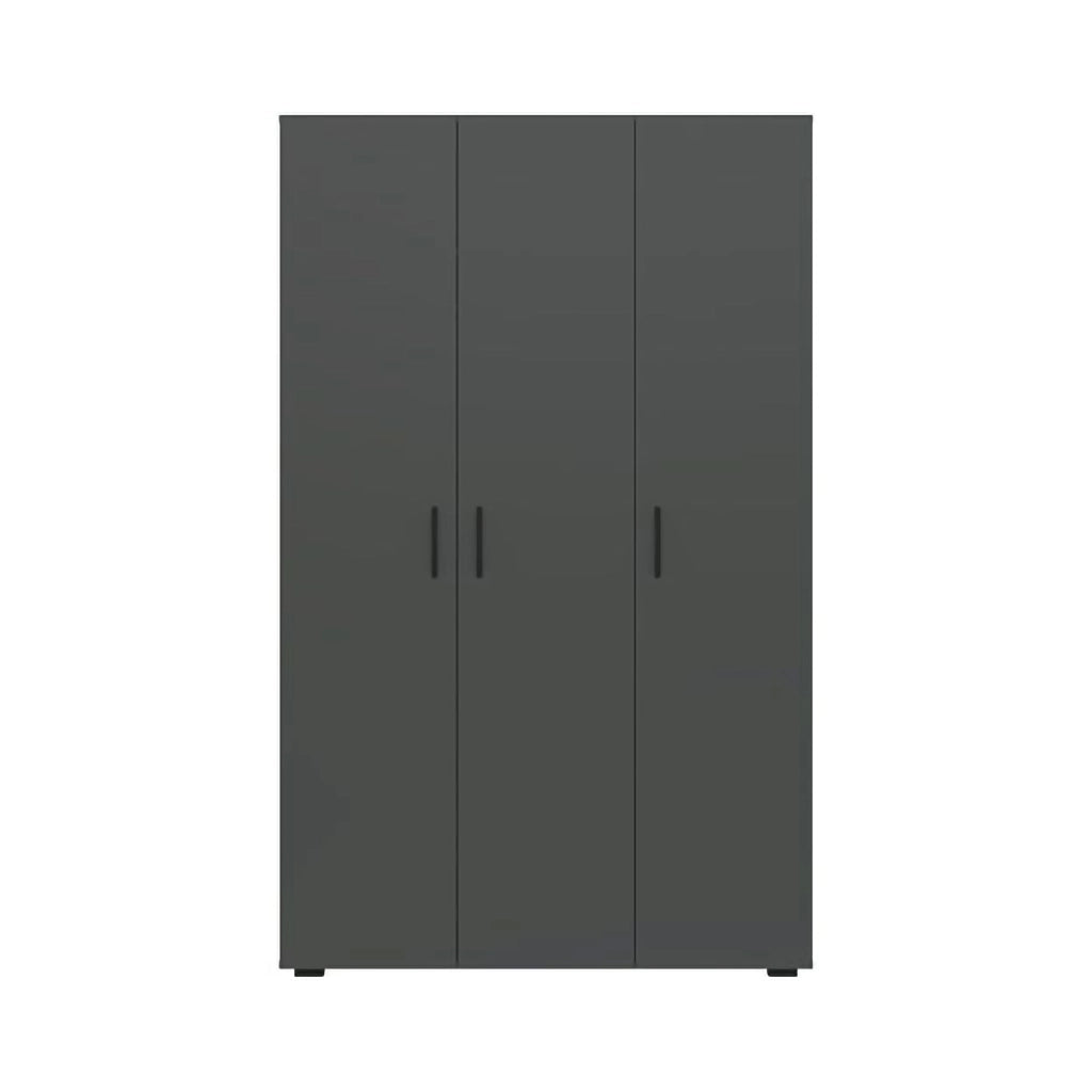 Armadio Camera da Letto Pettineo, Guardaroba 3 Ante Appendiabiti, 111x52 cm Nero Antracite