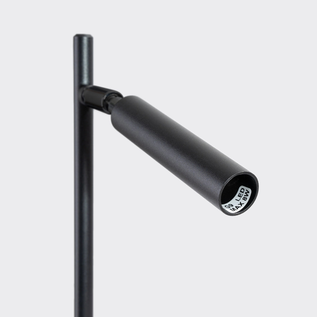 Lampada da tavolo nera moderna, paralume orientabile G9 Pure Lume