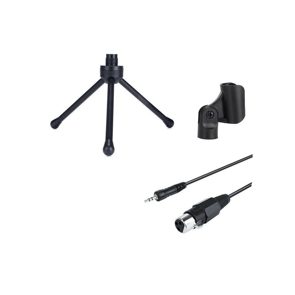 Trade Shop - Microfono A Condensatore Da Tavolo Audio Qy-930 Con Supporto Treppiede Pc Laptop -
