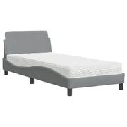 Letto singolo | Letto per adulti | Letto con Materasso Dover Grigio Chiaro 80x200 cm in Tessuto