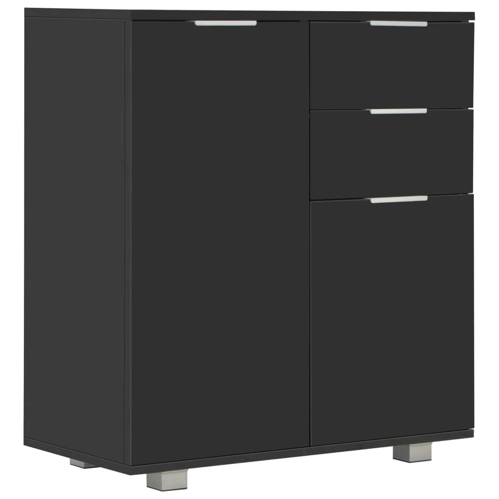 Buffet credenza cassettiera armadio mobile contenitore organizer per cucina soggiorno finitura lucida 71 x 35 x 80 cm legno ingegnerizzato nero 02_0036167