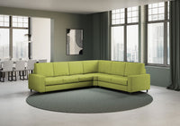 Divano Angolare 6 Posti 286x246x85 cm Sakar in Tessuto Verde