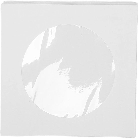 Coprischermo per CD e DVD 100 pezzi - Coprischermo in carta spessa - Coprischermo riciclabile - Adatto per dischi da 8 cm - Foro di vetrina - Protezione efficace - Coprischermo per dischi da CD