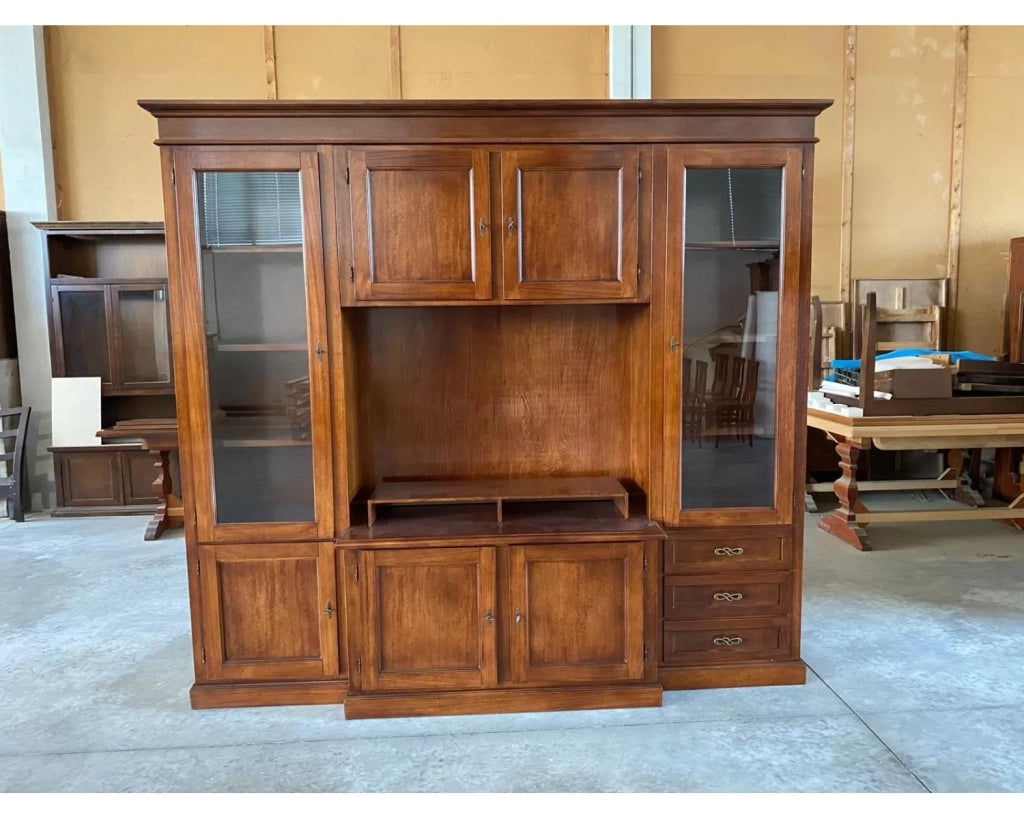 Parete attrezzata porta tv arte povera legno noce bassano 250x53x225 - Mobili 2G