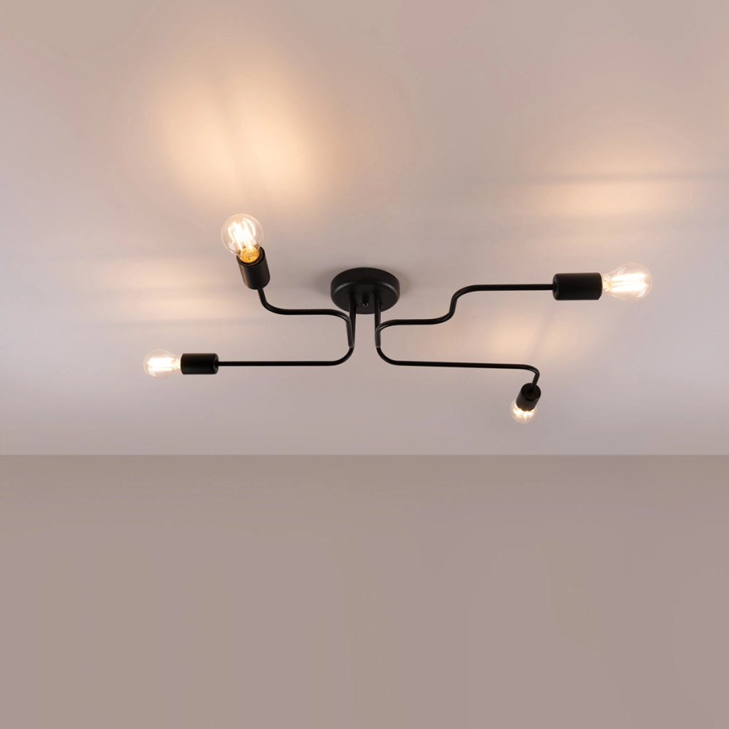 Lampada da soffitto VECTOR in acciaio nero 4x E27 LED Max 15W Luce industriale