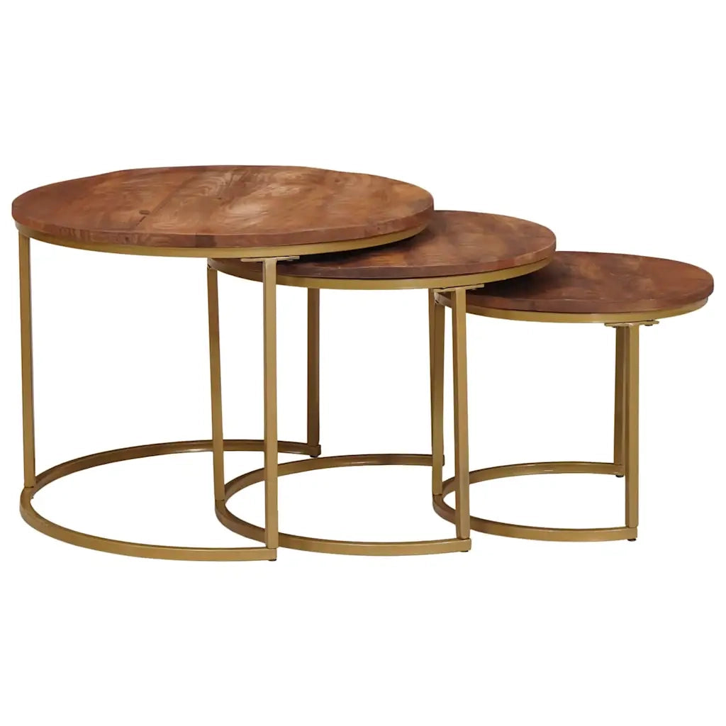 Tavoli da Caffè Nido 3 pcs Legno massello di mango e acciaio
