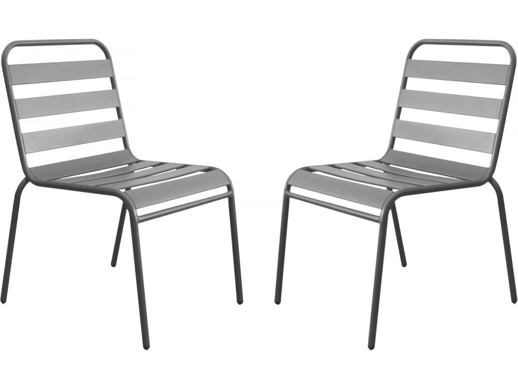 Set di 2 sedie da giardino impilabili in metallo "Bilbao" - Tortora