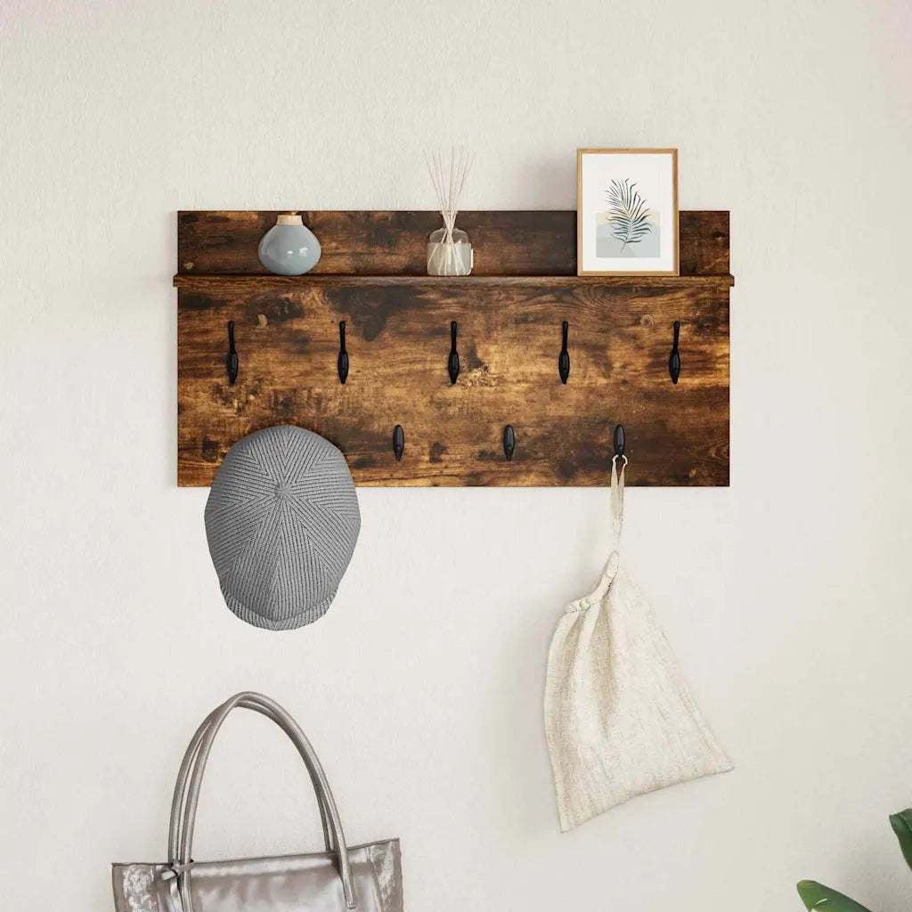 Appendiabiti a muro A parete Rovere fumé 80 x 40 x 12 cm 874439